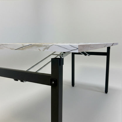 Table rectangulaire pliante d'intérieur pour restaurant et hôtel, structure en acier et plateau en bois aggloméré. décor chêne Calcutta