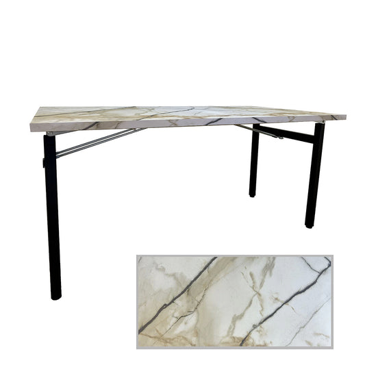 Table rectangulaire pliante d'intérieur pour restaurant et hôtel, structure en acier et plateau en bois aggloméré. décor marbre Calcuta