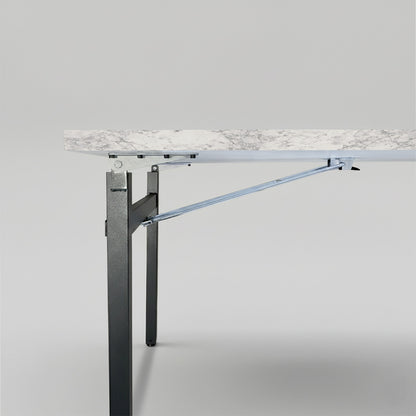 Table rectangulaire pliante d'intérieur pour restaurant et hôtel, structure en acier et plateau en bois aggloméré. décor marbre Luna