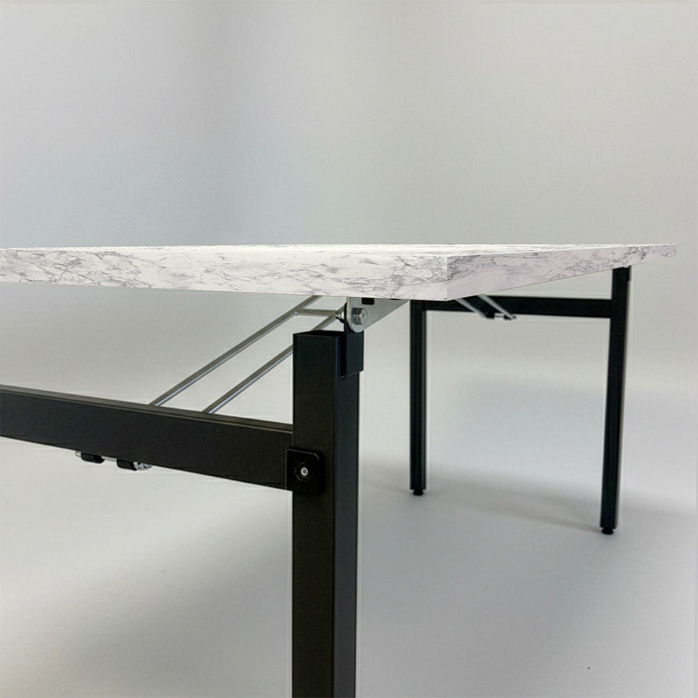 Table rectangulaire pliante d'intérieur pour restaurant et hôtel, structure en acier et plateau en bois aggloméré. décor marbre Luna