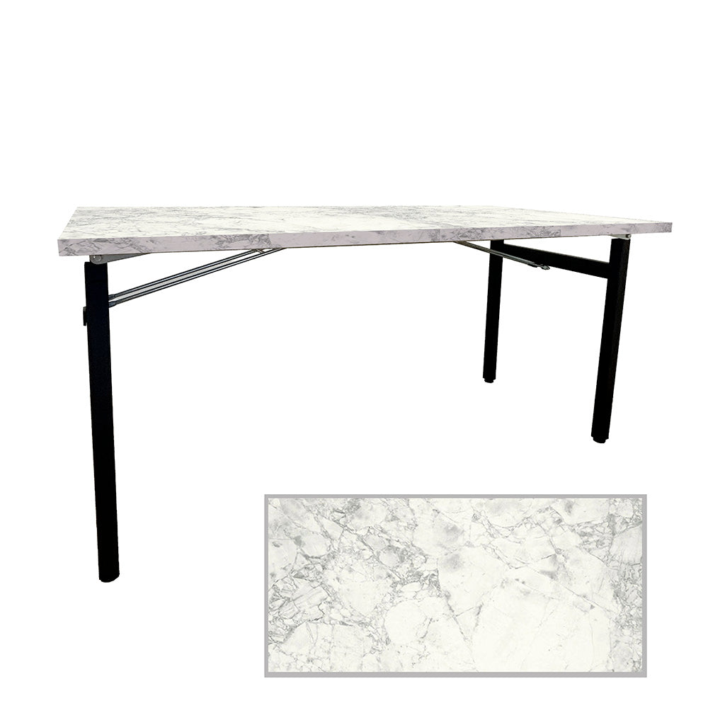 Table rectangulaire pliante d'intérieur pour restaurant et hôtel, structure en acier et plateau en bois aggloméré. décor marbre Luna