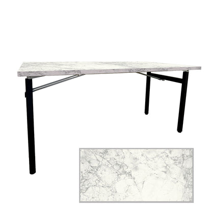 Table rectangulaire pliante d'intérieur pour restaurant et hôtel, structure en acier et plateau en bois aggloméré. décor marbre Luna