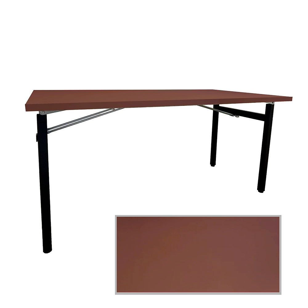 Table rectangulaire pliante d'intérieur pour restaurant et hôtel, structure en acier et plateau en bois aggloméré. décor rouge