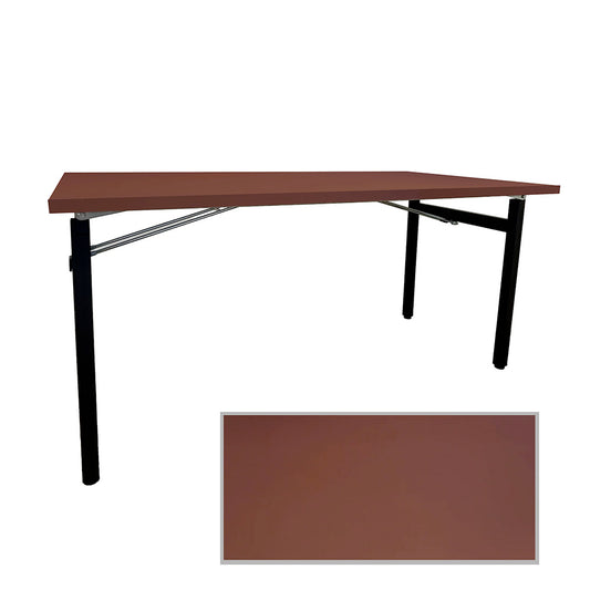 Table rectangulaire pliante d'intérieur pour restaurant et hôtel, structure en acier et plateau en bois aggloméré. décor rouge