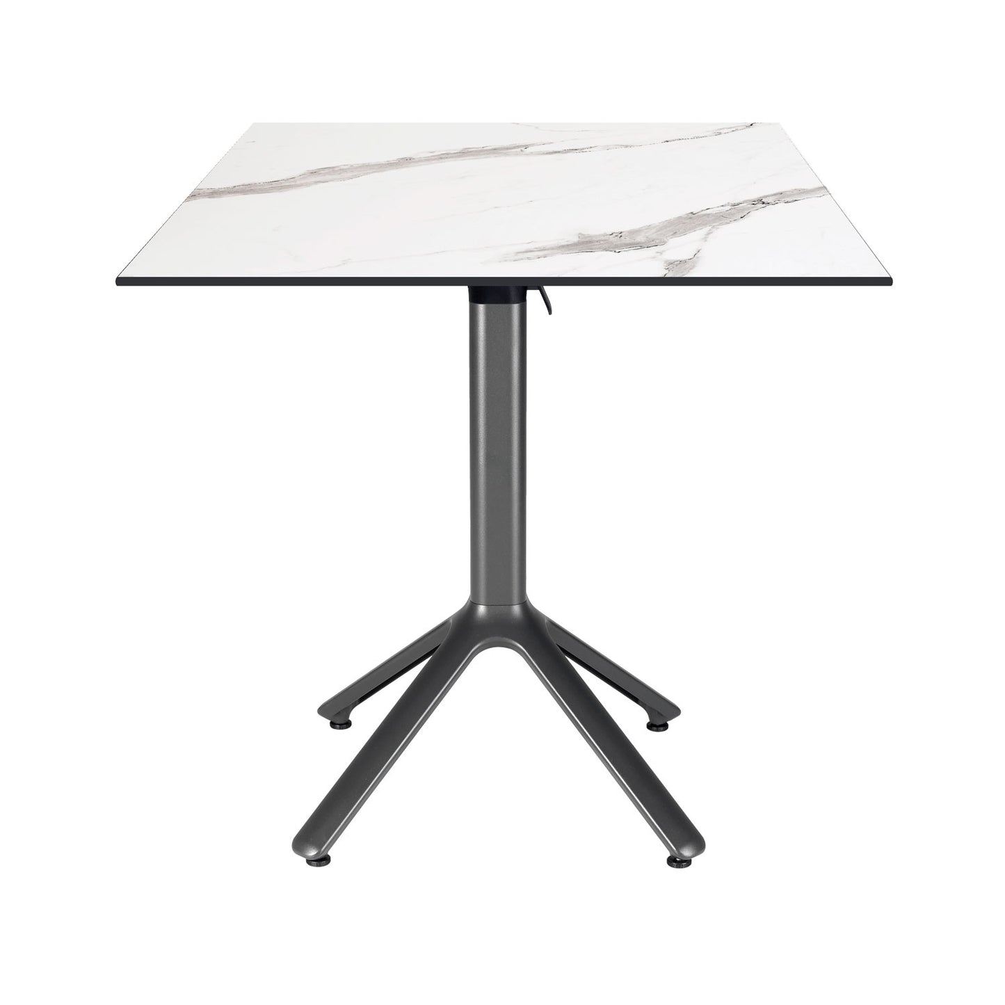 table terrasse pliable nemo noir 70x70cm marbre blanc RestooTab