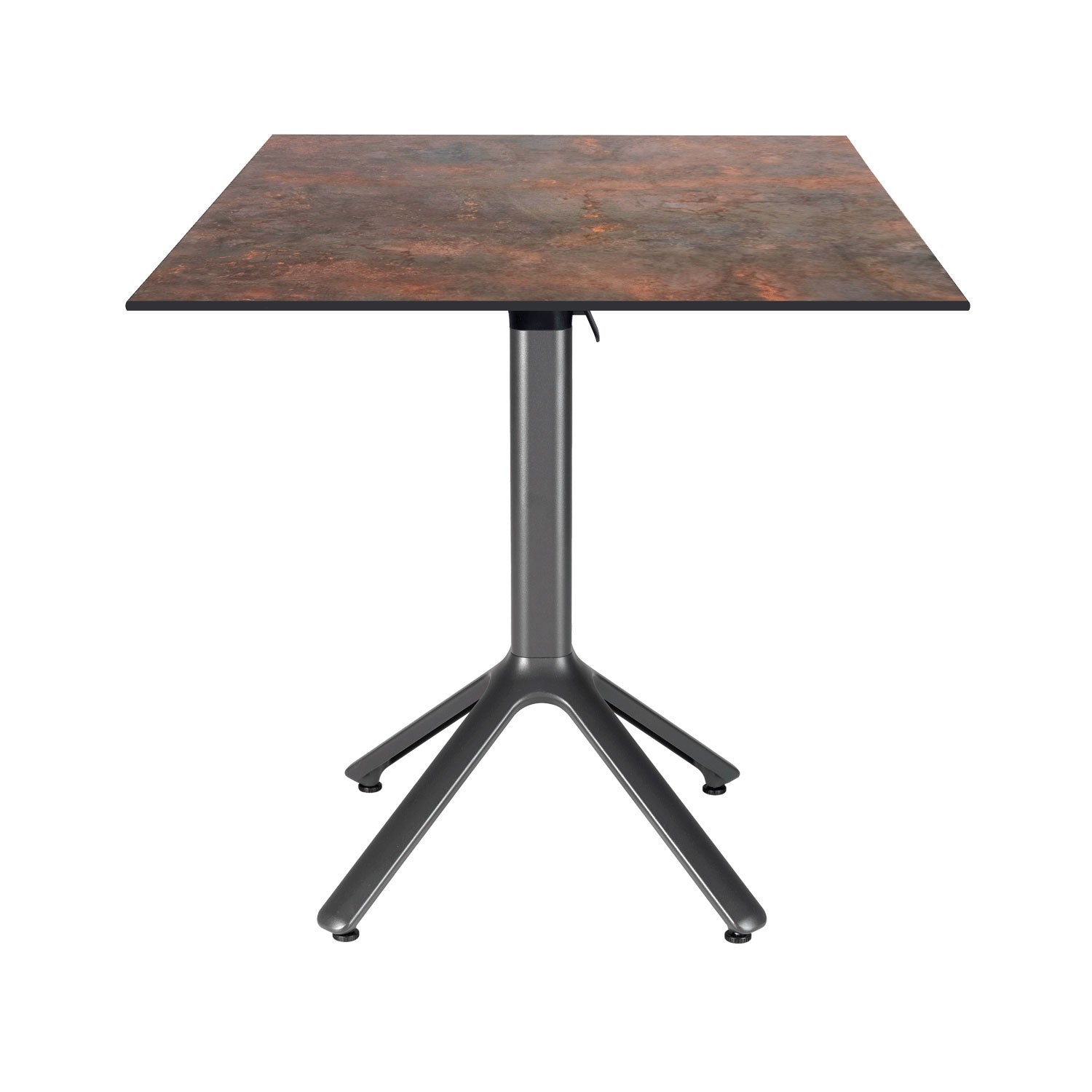 table terrasse pliable nemo noir 70x70cm underground rouille RestooTab